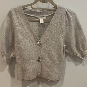 H&M Puff Sleeve Button Sweater